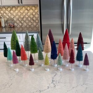 24 - Colorful Miniature Bottle Brush Trees Set